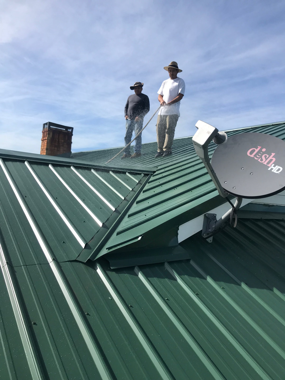 Storm damage roof repair in progress