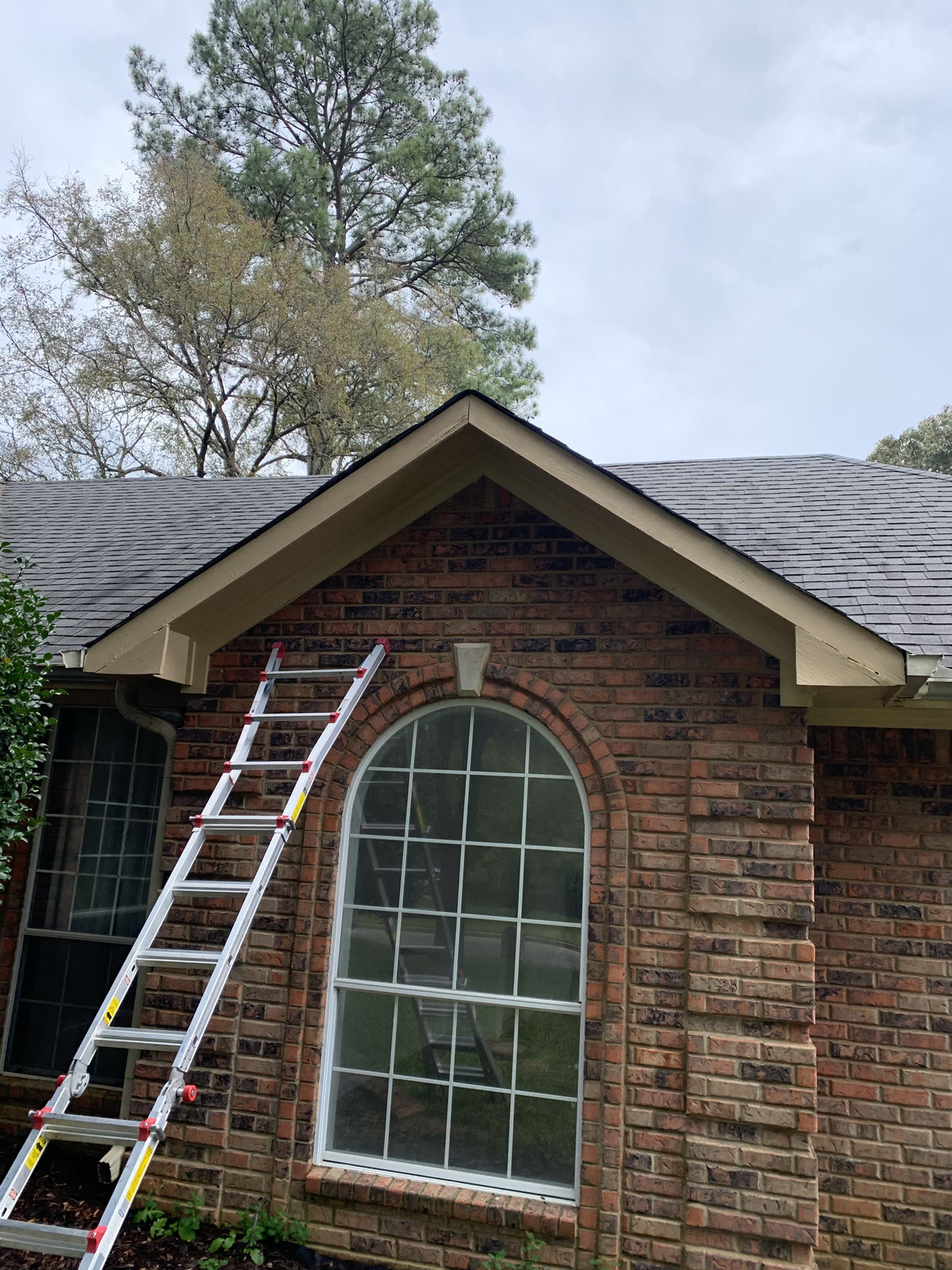 New gutters and downspouts installed on a home